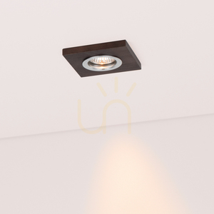 Vitar Wood fyrkantig taklampa, inklusive 1 st 6 W GU10 LED-lampa, valnöt, 9,5 cm small 1