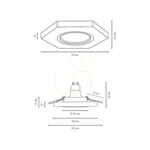 Vitar taklampa i trä, inklusive 1 st 6 W GU10 LED-lampa, oljad ek/krom, 11 cm small 1