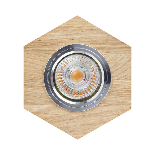 Kontrollera Vitar taklampa i trä, inklusive 1 st 6 W GU10 LED-lampa, oljad ek/krom, 11 cm