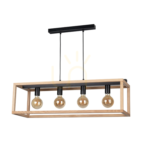 Kontrollera Bavoli taklampa 4xE27 Max. 60 W oljad ek/svart PVC/svart 90 cm