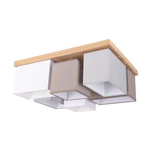 Kontrollera Taklampa Vineda, 6xE27, Max. 25 W, oljad ek/vit/grå/brun, 55 cm