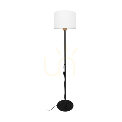 Kontrollera Olaf golvlampa 1xE27 Max. 40 W Svart/oljad ek/vit Ø 25 cm