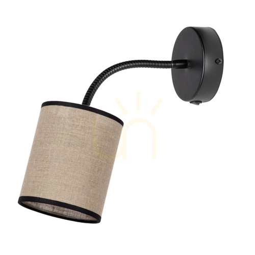 Kontrollera Cookie Fibre vägglampa 1xE27 max. 25 W, svart/beige-svart, med en 30 cm lång böjbar arm