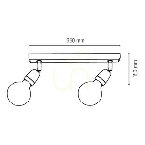 Taklampa Corfu, 2xE27, Max. 25 W, svart/vit, 37 cm small 1