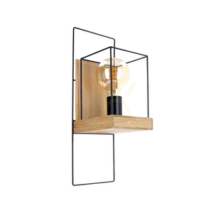 Moroni vägglampa 1xE27 Max. 25 W, oljad ek/svart, 16 cm small 0