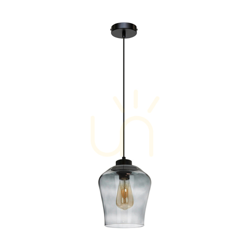 Kontrollera Juba taklampa, 1xE27, Max. 60 W, svart/svart/rökt glas, Ø 19 cm