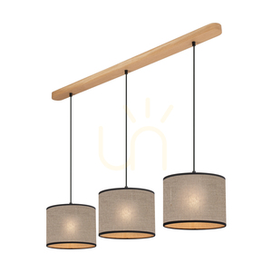 Rijeka taklampa 3xE27 Max. 40 W, oljad ek/beige linne, 100 cm small 1