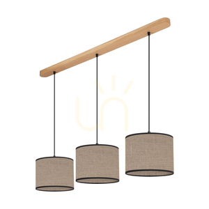 Rijeka taklampa 3xE27 Max. 40 W, oljad ek/beige linne, 100 cm small 0