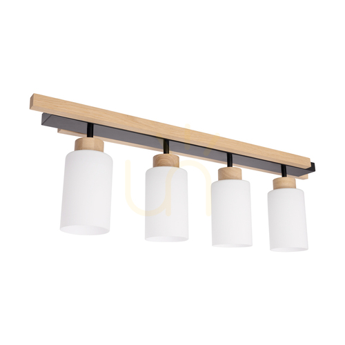 Kontrollera Mostar taklampa 4xE27 Max. 60 W, oljad ek/svart/vit, 75 cm