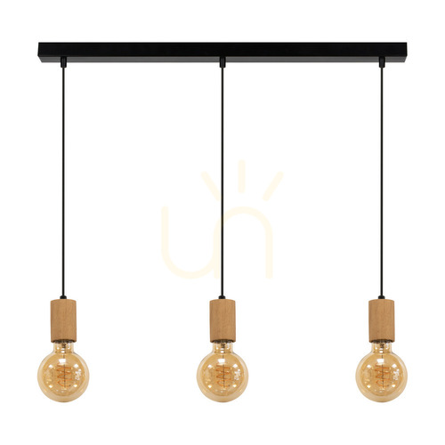 Kontrollera Spinel taklampa 3xE27 Max. 60 W Svart/svart PVC/oljad ek 55 cm