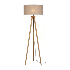 Emmo golvlampa, 1xE27, Max. 60 W, färgat furu/svart PVC/beige small 1