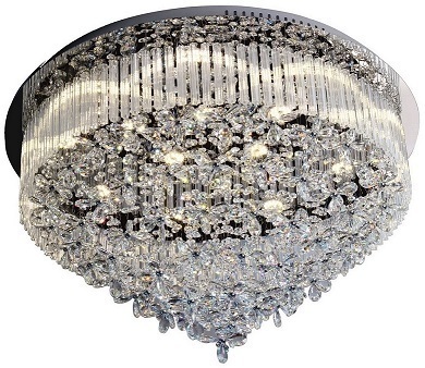 Kontrollera Hera taklampa, inklusive 15 st. 4 W LED-lampor, krom/klar, Ø80 cm