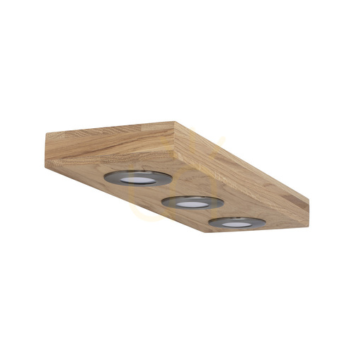 Kontrollera Chelby vägglampa med hylla, inklusive 3 st. 5 W LED-lampor, oljad ek/satin, 45 cm