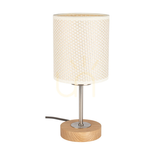 Kontrollera Benita bordslampa 1xE27 Max. 25 W, oljad ek/matt nickel/kräm-silver, Ø 13 cm