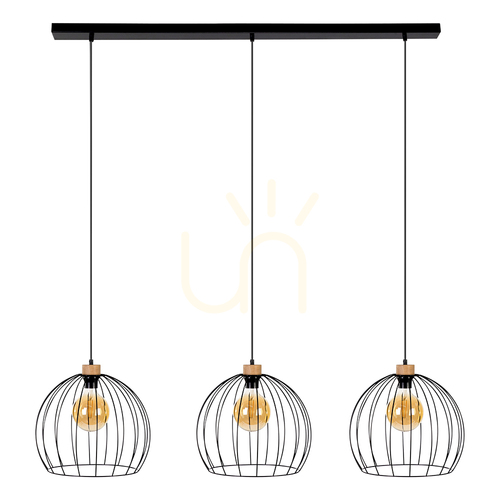 Kontrollera Dakar taklampa 3xE27 Max. 60 W Svart/oljad ek/svart 132 cm