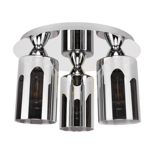 Kontrollera Merilo Smoky taklampa, 3xE27 max. 60 W, krom/rökfärgad, Ø 33 cm