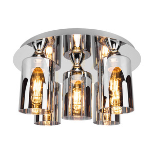 Merilo Smoky taklampa, 5xE27 max. 60 W, krom/rökfärgad, Ø 43 cm small 1