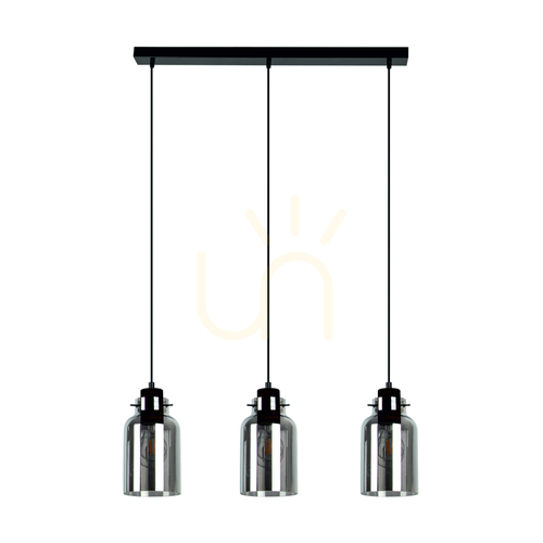 Kontrollera Alessandro Smoky taklampa, 3xE27 max. 60 W, svart/valnöt/rökfärgad, 55 cm