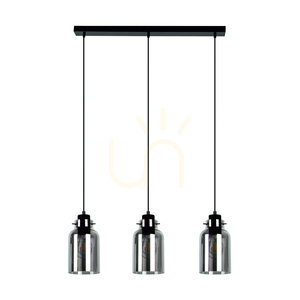 Alessandro Smoky taklampa, 3xE27 max. 60 W, svart/valnöt/rökfärgad, 55 cm small 0