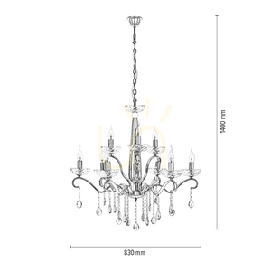 Alessa-krona, 9xE14, Max. 40 W, krommetall/klart kristallglas, Ø 83 cm small 2