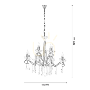 Alessa-krona, 12xE14, Max. 40 W, krommetall/klart kristallglas, Ø 83 cm small 2