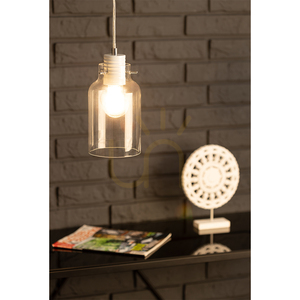 Alessandro taklampa, 3xE27, 60 W, vit metall / genomskinlig PVC-sladd / genomskinlig glasskärm, 60 cm small 1