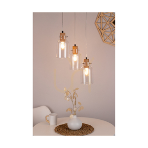 Alessandro taklampa, 3xE27, Max. 60 W, oljad ek/svart metall/genomskinlig PVC-sladd/genomskinlig glasskärm, Ø 30 cm small 2