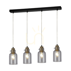 Alessandro taklampa, 4xE27, Max. 60 W, oljad ek/svart metall/genomskinlig PVC-sladd/genomskinlig glasskärm, 75 cm small 1