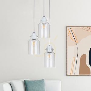 Alessandro taklampa, 3xE27, Max. 60 W, vit metall / genomskinlig PVC-sladd / genomskinlig glasskärm, Ø 22 cm small 1