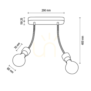 Allumer taklampa, 2xE27, Max. 25 W, oljad ek/svart metall, 29 cm small 3