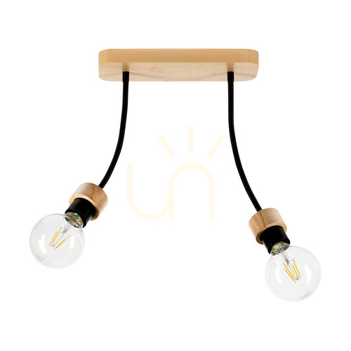 Kontrollera Allumer taklampa, 2xE27, Max. 25 W, oljad ek/svart metall, 29 cm
