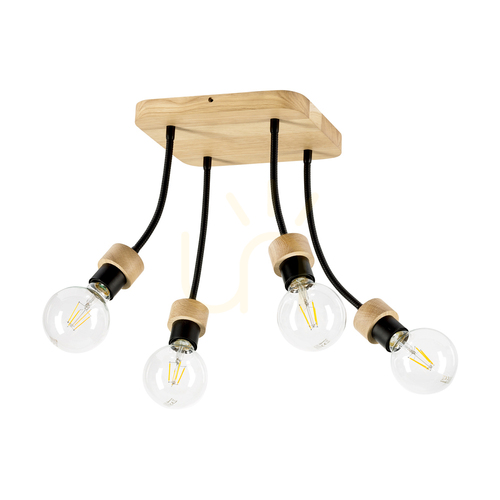 Kontrollera Allumer taklampa, 4xE27, Max. 25 W, oljad ek/svart metall, 26 cm
