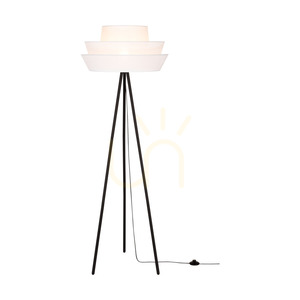 Amar golvlampa, 1xE27, Max. 40 W, svart metall/svart PVC-kabel/vit lampskärm, Ø 55 cm small 1