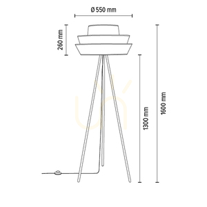 Amar golvlampa, 1xE27, Max. 40 W, svart metall/svart PVC-kabel/vit lampskärm, Ø 55 cm small 3