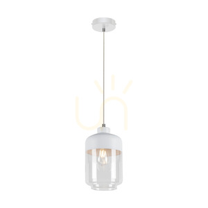 Amaretto taklampa, 1xE27, Max. 60 W, vit metall / genomskinlig PVC-sladd / vit-genomskinlig glasskärm, Ø 17 cm small 1