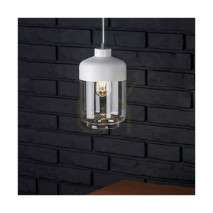 Amaretto taklampa, 1xE27, Max. 60 W, vit metall / genomskinlig PVC-sladd / vit-genomskinlig glasskärm, Ø 17 cm small 2