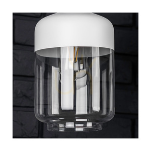 Amaretto taklampa, 1xE27, Max. 60 W, vit metall / genomskinlig PVC-sladd / vit-genomskinlig glasskärm, Ø 17 cm small 3