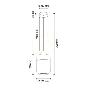Amaretto taklampa, 1xE27, Max. 60 W, vit metall / genomskinlig PVC-sladd / vit-genomskinlig glasskärm, Ø 17 cm small 4