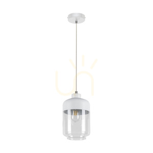 Amaretto taklampa, 1xE27, Max. 60 W, vit metall / genomskinlig PVC-sladd / vit-genomskinlig glasskärm, Ø 17 cm small 0