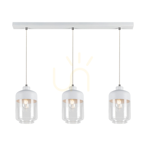 Amaretto taklampa, 3xE27, Max. 60 W, vit metall/genomskinlig PVC-sladd/vit-genomskinlig glasskärm, 100 cm small 1