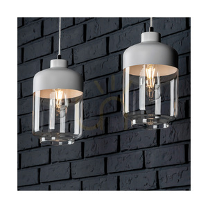 Amaretto taklampa, 3xE27, Max. 60 W, vit metall/genomskinlig PVC-sladd/vit-genomskinlig glasskärm, 100 cm small 3