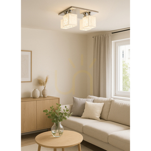 Anika taklampa, 4xE27, 60 W, krommetall/vit plastskärm, 33 cm small 2
