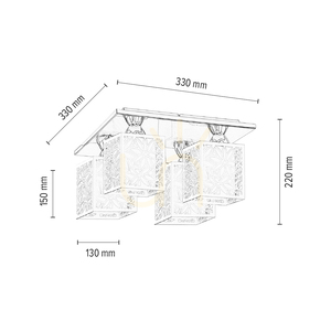 Anika taklampa, 4xE27, 60 W, krommetall/vit plastskärm, 33 cm small 3