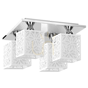Anika taklampa, 4xE27, 60 W, krommetall/vit plastskärm, 33 cm small 0