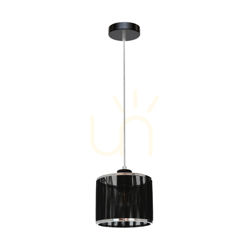 Kontrollera Anina taklampa 1xE14 max. 25 W, svart metall/genomskinlig PVC/svart-kromad lampskärm, Ø 15 cm