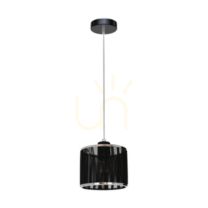 Anina taklampa 1xE14 max. 25 W, svart metall/genomskinlig PVC/svart-kromad lampskärm, Ø 15 cm small 0