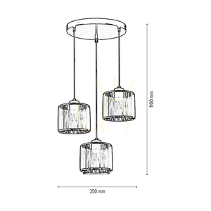 Anina taklampa, 3xE14, Max. 25 W, svart metall/genomskinlig PVC/svart-kromad lampskärm, Ø 35 cm small 2