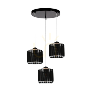 Anina taklampa, 3xE14, Max. 25 W, svart metall/genomskinlig PVC/svart-kromad lampskärm, Ø 35 cm small 0