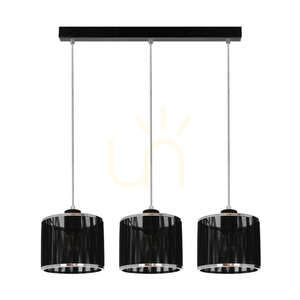 Anina taklampa, 3xE14, Max. 25 W, svart metall/transparent PVC/svart-kromat lampskärm, 53 cm small 0