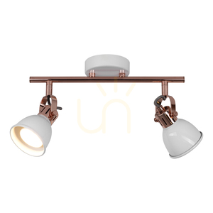 Taklampa Anita, 2xGU10, Max. 50 W, koppar/vitmetall, 39,5 cm small 1